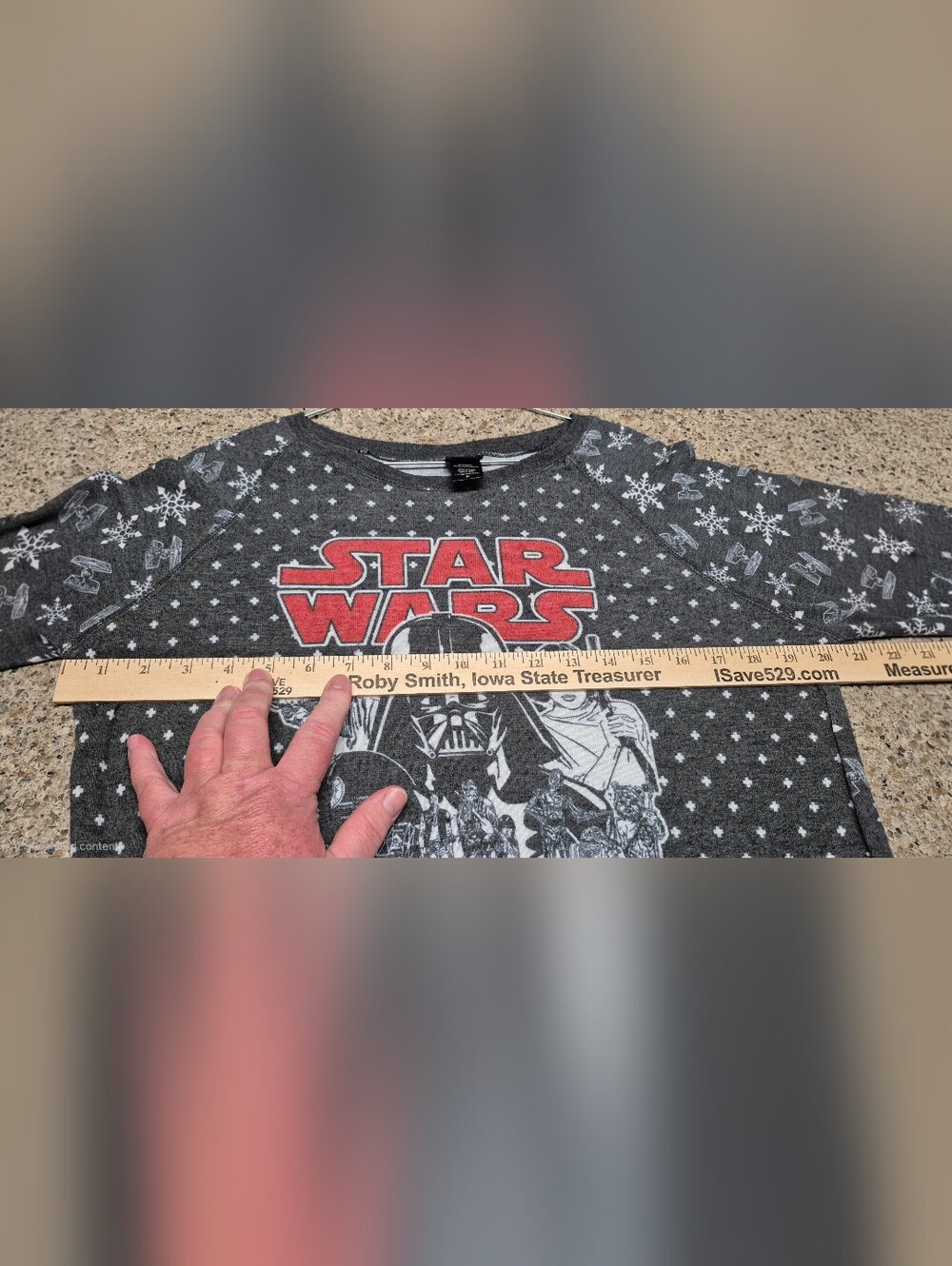 Star Wars Holiday Graphic Sweatshirt Fair Isle Darth Vader Snowflakes M - Picture 4 of 5